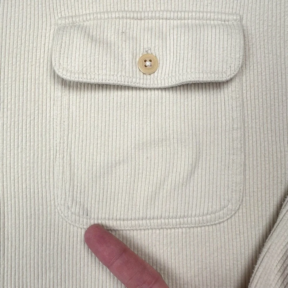 Polo Sport Ralph Lauren Shirt Men XL Ribbed Cotton Button‎ Up Pocket 90s Y2K